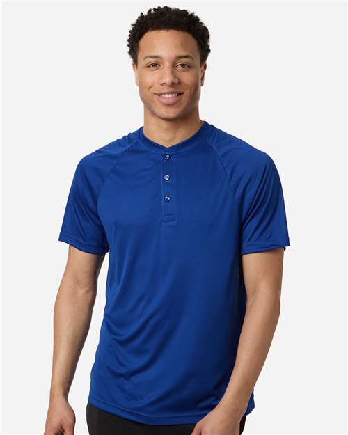 Team 365 TT11HN Men's Zone Performance Henley - Sport Royal - model front