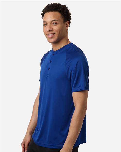 Team 365 TT11HN Men's Zone Performance Henley - Sport Royal - model side
