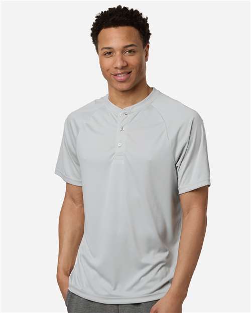 Team 365 TT11HN Men's Zone Performance Henley - Sport Silver - model front