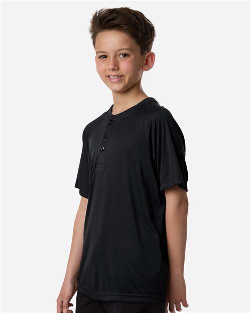 Team 365 TT11HNY Youth Zone Performance Henley - Black - model side