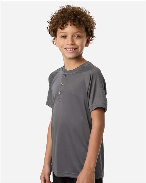 Team 365 TT11HNY Youth Zone Performance Henley - Sport Graphite - model side