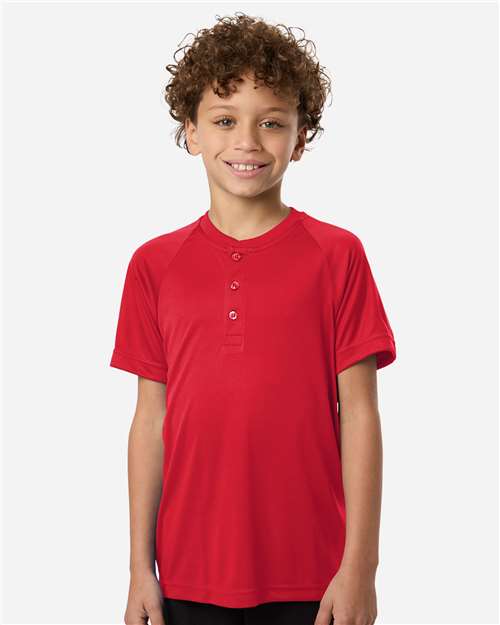 Team 365 TT11HNY Youth Zone Performance Henley - Sport Red - model front