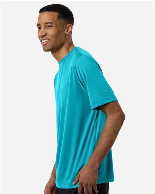Core 365 CE10 Unisex Capital Performance T-Shirt - Clear Teal - model side