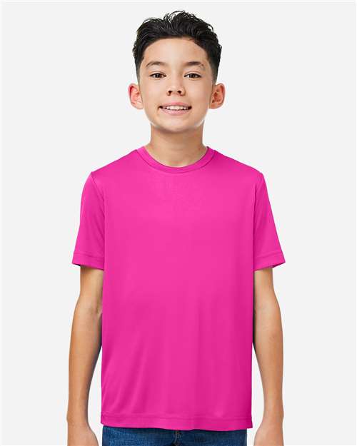 Core 365 CE10Y Youth Capital Performance T-Shirt - Bright Magenta - model front