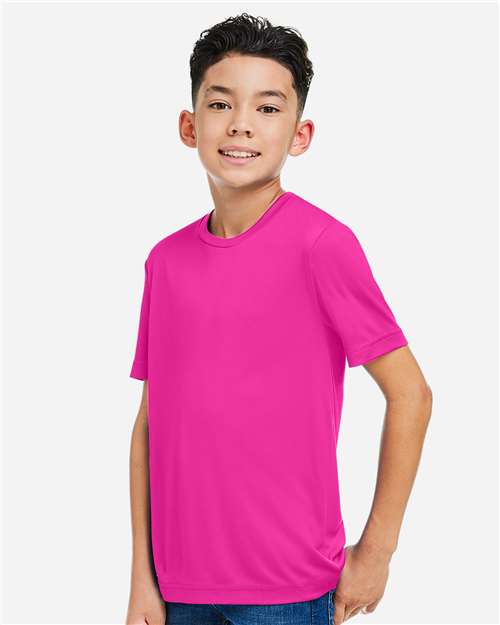 Core 365 CE10Y Youth Capital Performance T-Shirt - Bright Magenta - model side