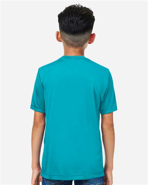 Core 365 CE10Y Youth Capital Performance T-Shirt - Clear Teal - model back