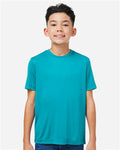 Core 365 CE10Y Youth Capital Performance T-Shirt - Clear Teal - model front