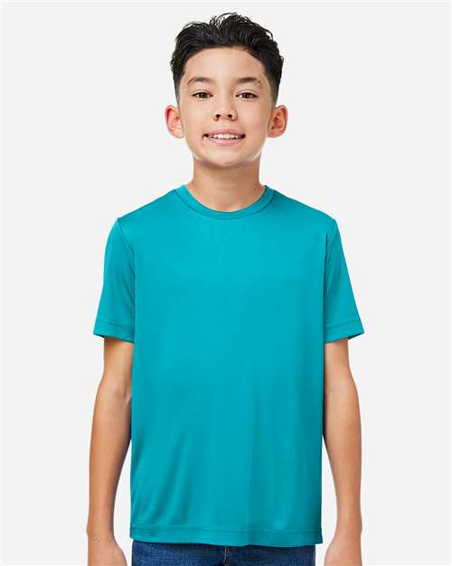Core 365 CE10Y Youth Capital Performance T-Shirt - Clear Teal - model front