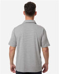 Team 365 TT125 Men's Relay Heathered Stripe Polo - Athletic Heather/ White - model back