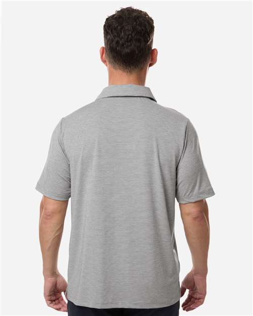 Team 365 TT125 Men's Relay Heathered Stripe Polo - Athletic Heather/ White - model back
