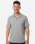 Team 365 TT125 Men's Relay Heathered Stripe Polo - Athletic Heather/ White - model front