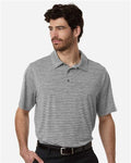 Team 365 TT125 Men's Relay Heathered Stripe Polo - Black Heather/ White - model front