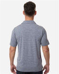 Team 365 TT125 Men's Relay Heathered Stripe Polo - Sport Dark Navy Heather/ White - model back