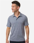 Team 365 TT125 Men's Relay Heathered Stripe Polo - Sport Dark Navy Heather/ White - model front