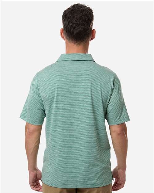 Team 365 TT125 Men's Relay Heathered Stripe Polo - Sport Forest Heather/ White - model back