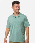 Team 365 TT125 Men's Relay Heathered Stripe Polo - Sport Forest Heather/ White - model front