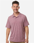 Team 365 TT125 Men's Relay Heathered Stripe Polo - Sport Maroon Heather/ White - model front
