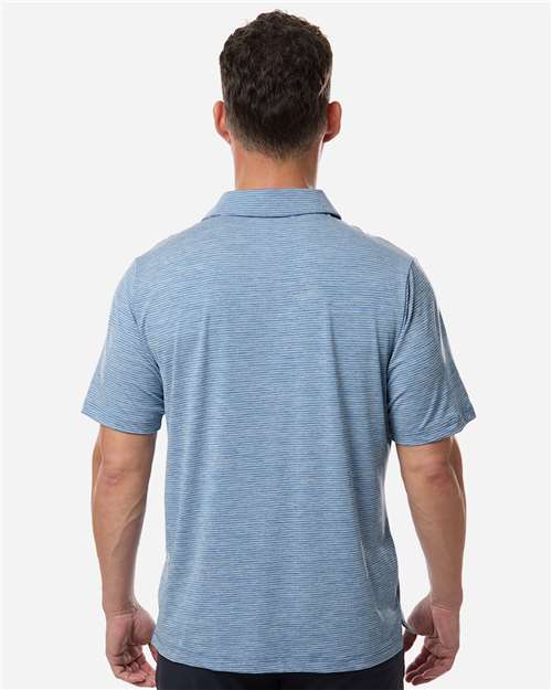 Team 365 TT125 Men's Relay Heathered Stripe Polo - Sport Royal Heather/ White - model back