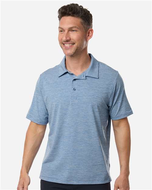 Team 365 TT125 Men's Relay Heathered Stripe Polo - Sport Royal Heather/ White - model front