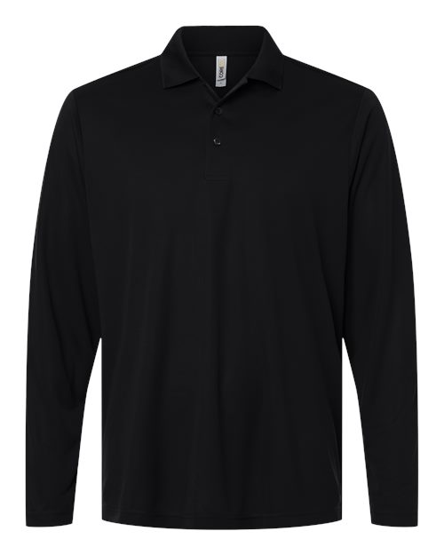 Core 365 CE108L Men's Nova Performance Long Sleeve Pique Polo - Black - front