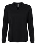 Core 365 CE108LW Women's Nova Performance Long Sleeve Pique Polo - Black - front
