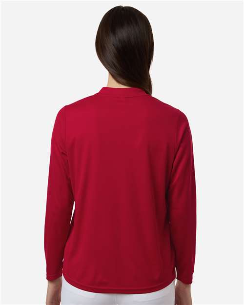 Core 365 CE108LW Women's Nova Performance Long Sleeve Pique Polo - Classic Red - model back
