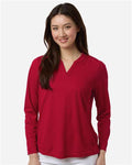 Core 365 CE108LW Women's Nova Performance Long Sleeve Pique Polo - Classic Red - model front