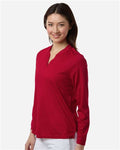Core 365 CE108LW Women's Nova Performance Long Sleeve Pique Polo - Classic Red - model side