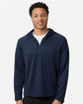 Team 365 TT200 Men's Qualify Quarter-Zip Hooded Pullover - Sport Dark Navy - model front