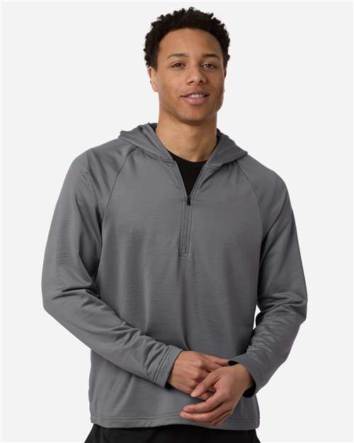 Team 365 TT200 Men's Qualify Quarter-Zip Hooded Pullover - Sport Graphite - model front