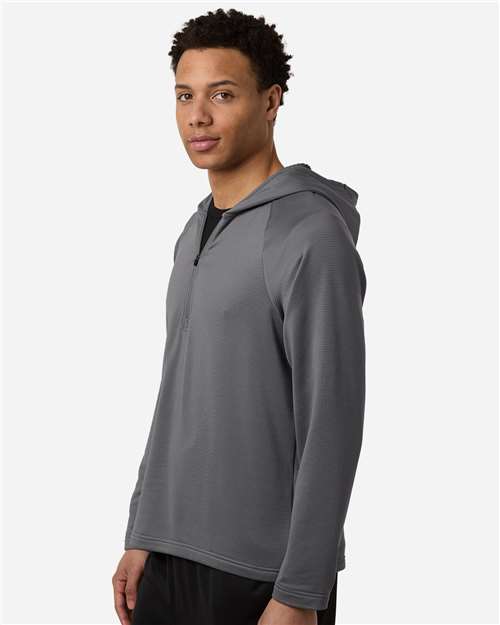Team 365 TT200 Men's Qualify Quarter-Zip Hooded Pullover - Sport Graphite - model side