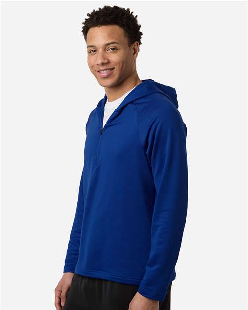 Team 365 TT200 Men's Qualify Quarter-Zip Hooded Pullover - Sport Royal - model side