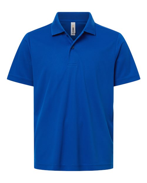 Core 365 CE108Y Youth Nova Performance Pique Polo - True Royal - front