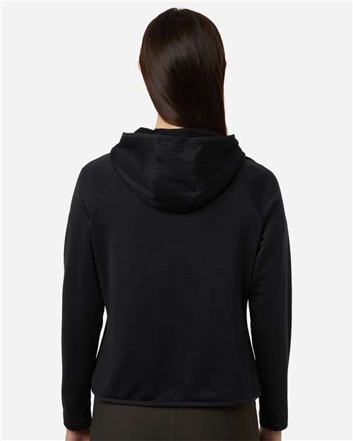 Team 365 TT200W Women's Qualify Quarter-Zip Hooded Pullover - Black - model back