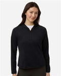 Team 365 TT200W Women's Qualify Quarter-Zip Hooded Pullover - Black - model front