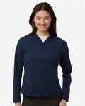 Team 365 TT200W Women's Qualify Quarter-Zip Hooded Pullover - Sport Dark Navy - model front