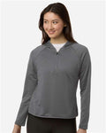 Team 365 TT200W Women's Qualify Quarter-Zip Hooded Pullover - Sport Graphite - model front