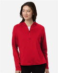 Team 365 TT200W Women's Qualify Quarter-Zip Hooded Pullover - Sport Red - model front