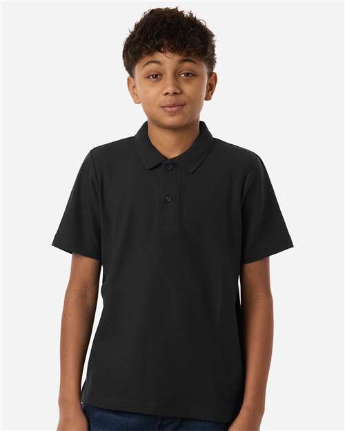 Core 365 CE106Y Youth Resolve CVC Performance Pique Polo - Black - model front
