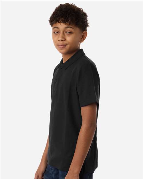 Core 365 CE106Y Youth Resolve CVC Performance Pique Polo - Black - model side