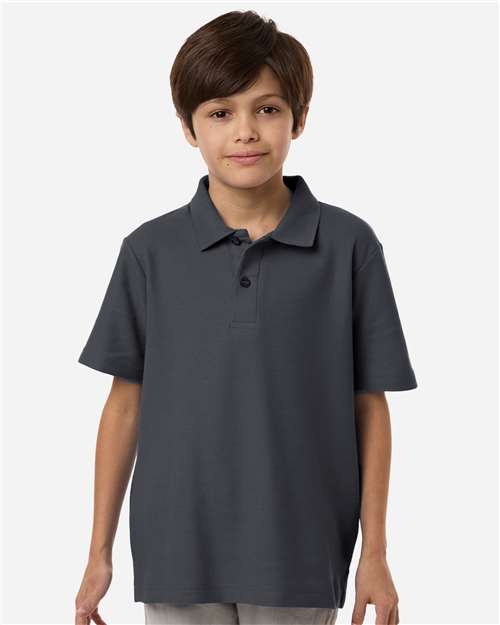 Core 365 CE106Y Youth Resolve CVC Performance Pique Polo - Carbon - model front