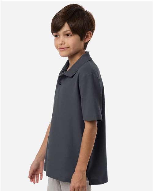 Core 365 CE106Y Youth Resolve CVC Performance Pique Polo - Carbon - model side