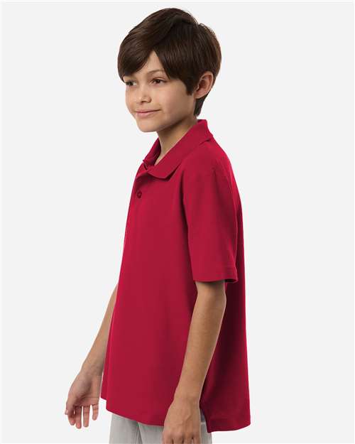 Core 365 CE106Y Youth Resolve CVC Performance Pique Polo - Classic Red - model side