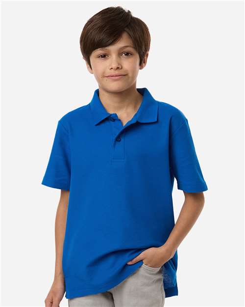 Core 365 CE106Y Youth Resolve CVC Performance Pique Polo - True Royal - model front