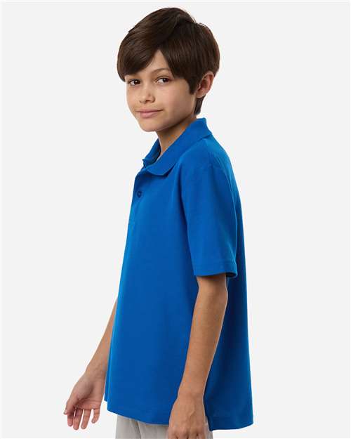 Core 365 CE106Y Youth Resolve CVC Performance Pique Polo - True Royal - model side
