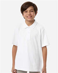 Core 365 CE106Y Youth Resolve CVC Performance Pique Polo - White - model front
