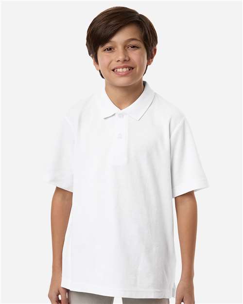 Core 365 CE106Y Youth Resolve CVC Performance Pique Polo - White - model front