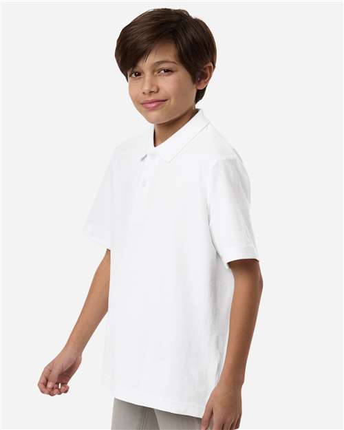 Core 365 CE106Y Youth Resolve CVC Performance Pique Polo - White - model side