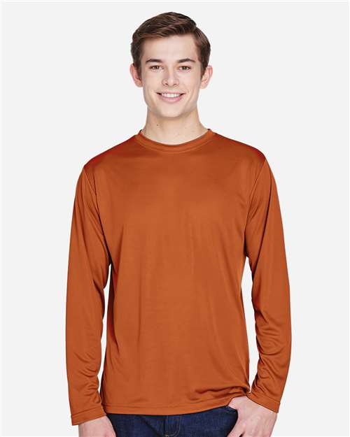 Team 365 TT11L Men's Zone Performance Long Sleeve T-Shirt - Sport Burnt Orange - model front