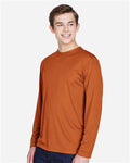 Team 365 TT11L Men's Zone Performance Long Sleeve T-Shirt - Sport Burnt Orange - model side